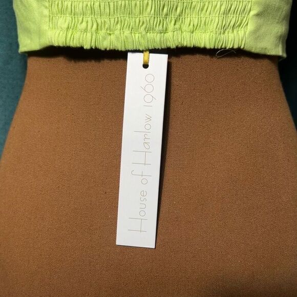 House of Harlow 1960 Linen Blend Smocked Back Halter Top in Lime, Women’s 6 - Picture 7 of 8
